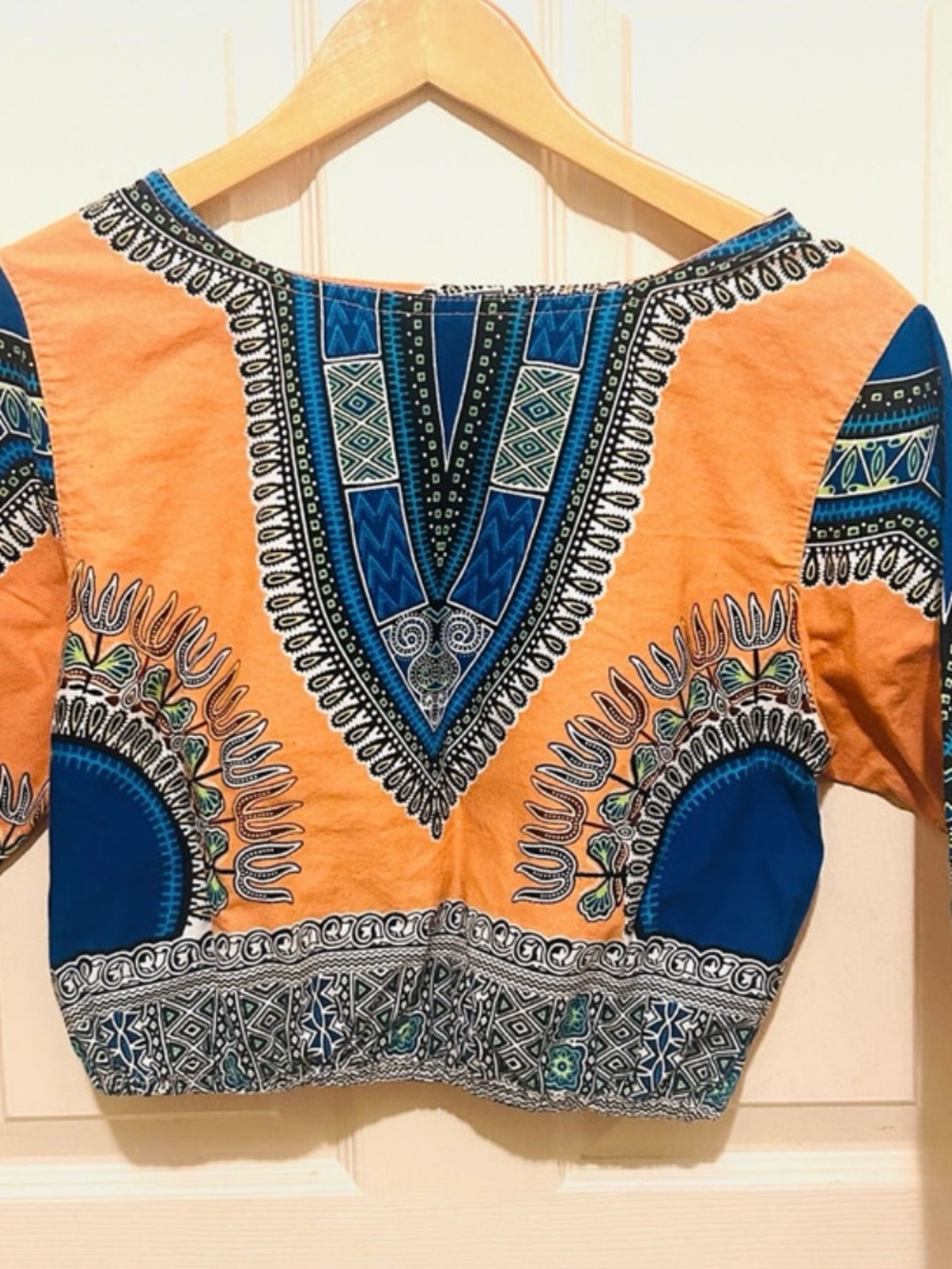Rainbow Orange and Blue Dashiki Crop Top